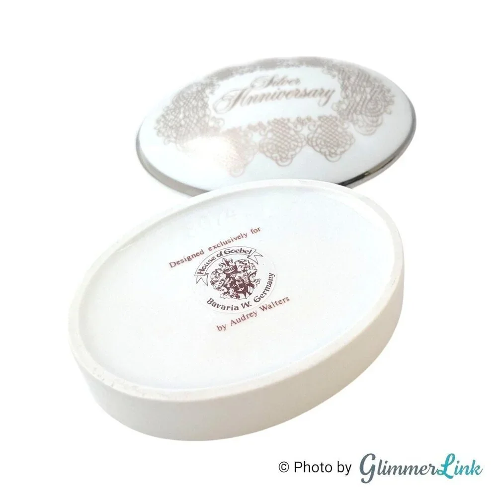 Vintage House of Goebel 25th Silver Anniversary Porcelain Trinket Jewelry Box